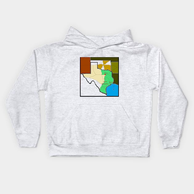 Go West, Western, Texas, Oklahoma Map Kids Hoodie by YudyisJudy